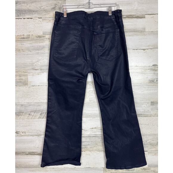 Frame womens 32 crop mini boot cut denim jean new navy blue zip shimmer boho - Picture 2 of 4